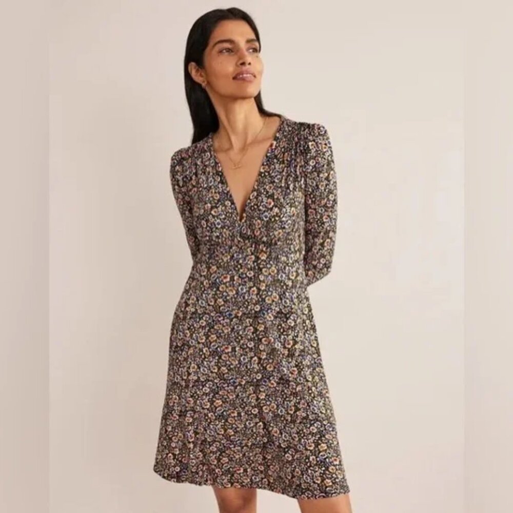 BODEN Jersey Mini Tea Dress Multi Eden Bloom